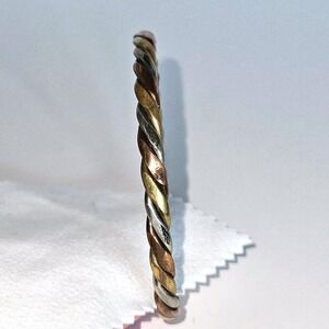 Groovy Tricolor Twist Bracelet: 1970s Vintage Braided Bangle